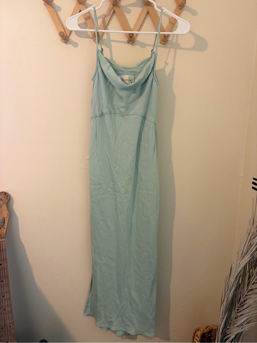 Anthropologie Mint Slip Maxi Dress with Cowl Neck